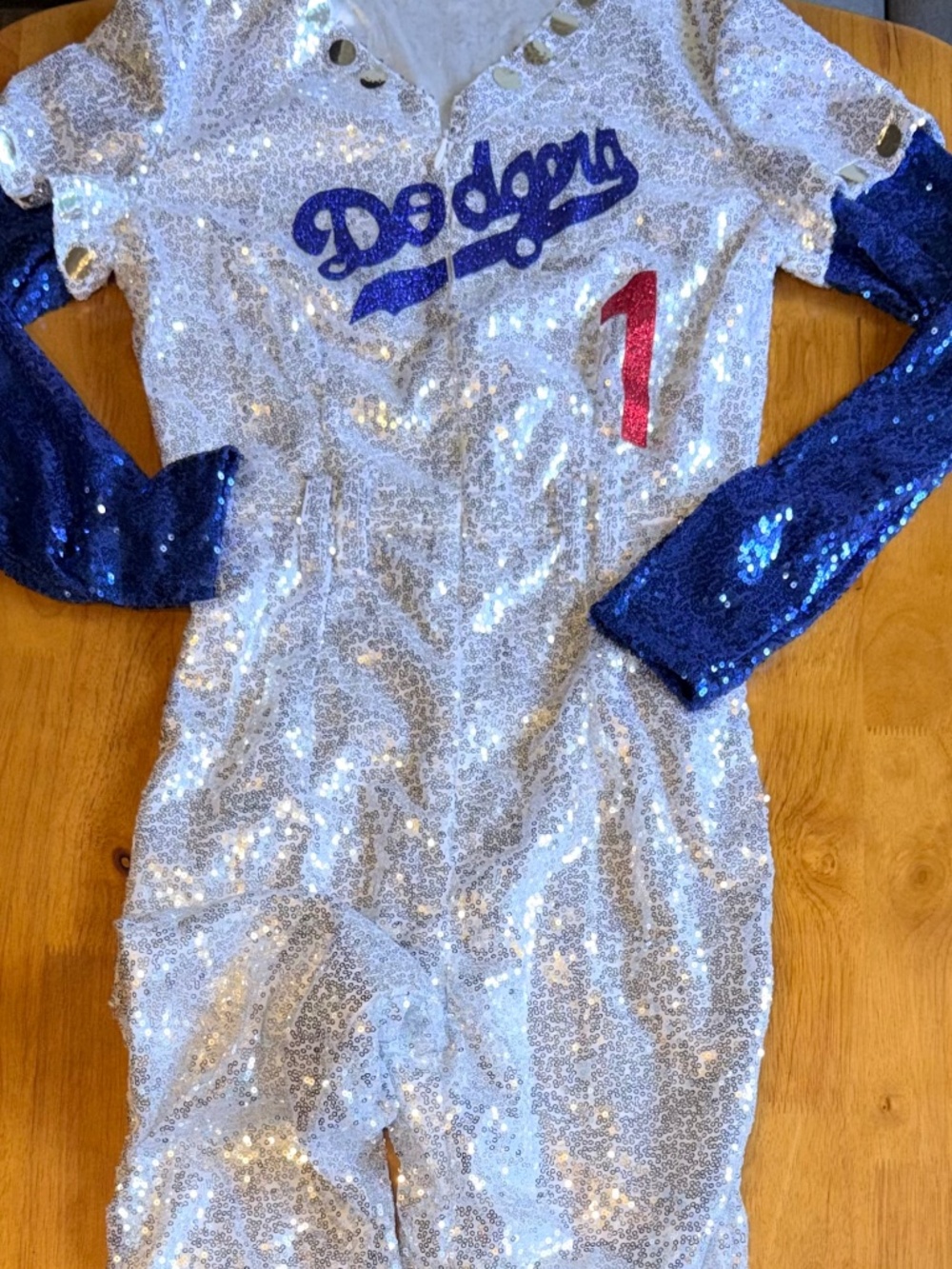 Elton John Dodgers Sequin Jumpsuit Costume White Blue M 1975 Concert 496